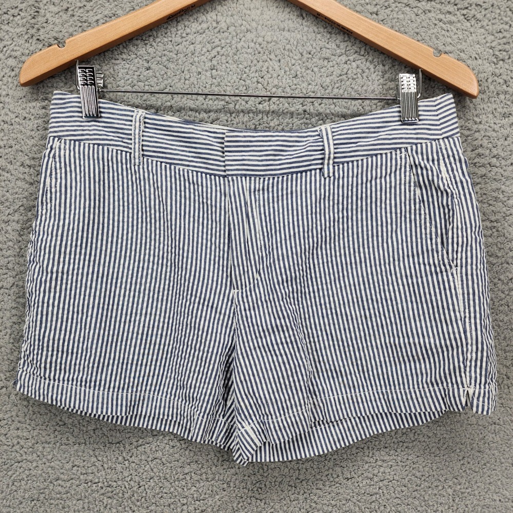 Cynthia Rowley Women's Size 6 Blue &‎ White Striped Seersucker Casual Shorts